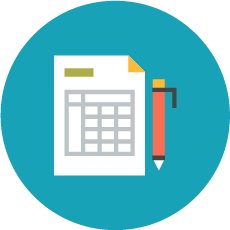 Bookkeeping - paper with table and pencil icon